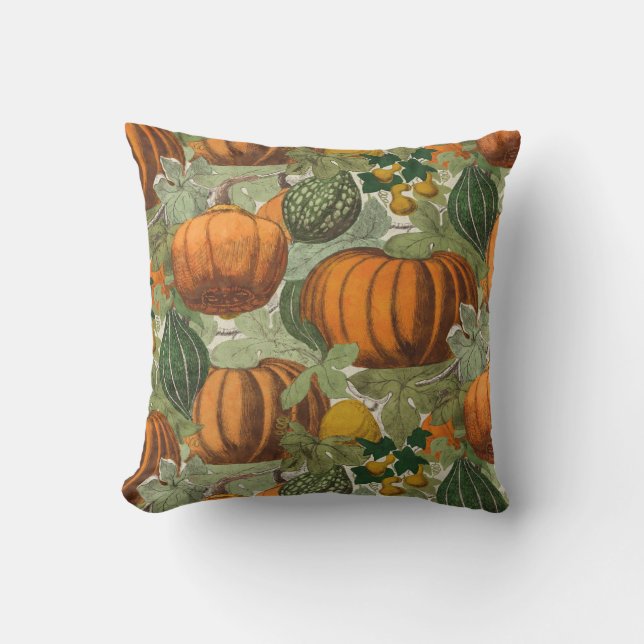 Coussin Citrouilles et gourmands vintages (Recto)