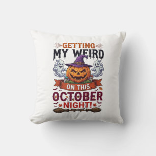 Coussin Citrouilles fantômes étranges d'Halloween Sorcière