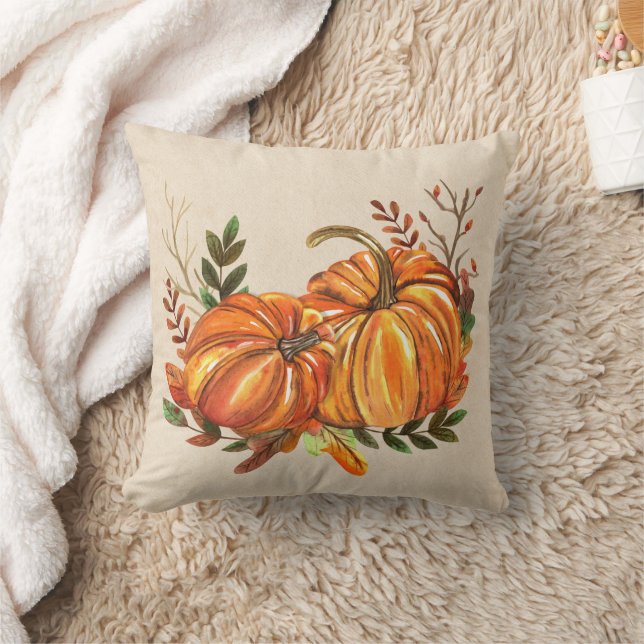 Coussin Citrouilles Feuilles d'Automne (Couverture)