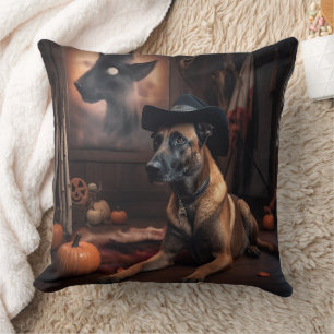 Coussin Citrouilles Malinois Belges Halloween Épouvantable