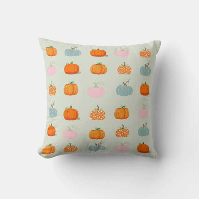 Coussin Citrouilles Multicolores Motif (Recto)