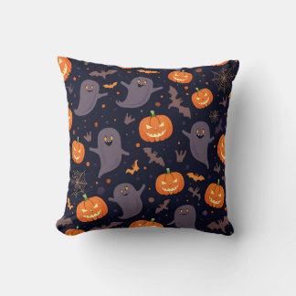 Coussin (citrouilles sculptés motifs d'Halloween)