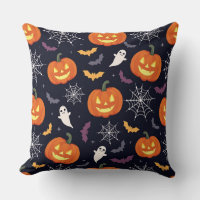 Coussin (citrouilles sculptés motifs d'Halloween)