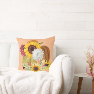 Coussin Citrouilles, tournesols et mamans Couleurs automna