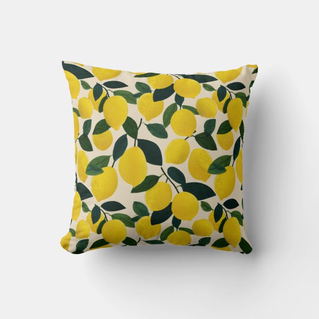 Coussin Citrus Fruit Lemon Pattern Yellow Mediterranean  (Recto)