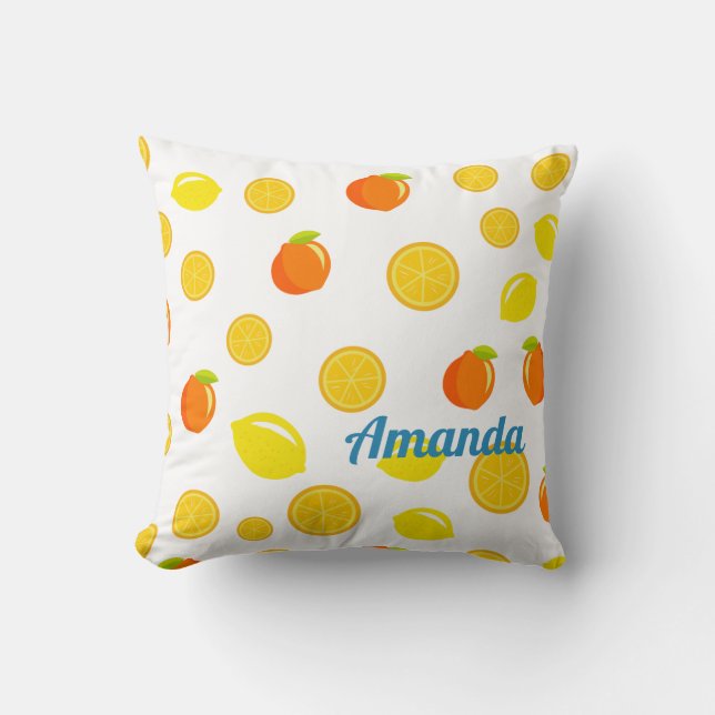 Coussin Citrus joyeux : Citrons & Oranges (Recto)
