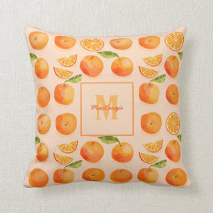 Coussin Citrus Orange Motif Monogramme
