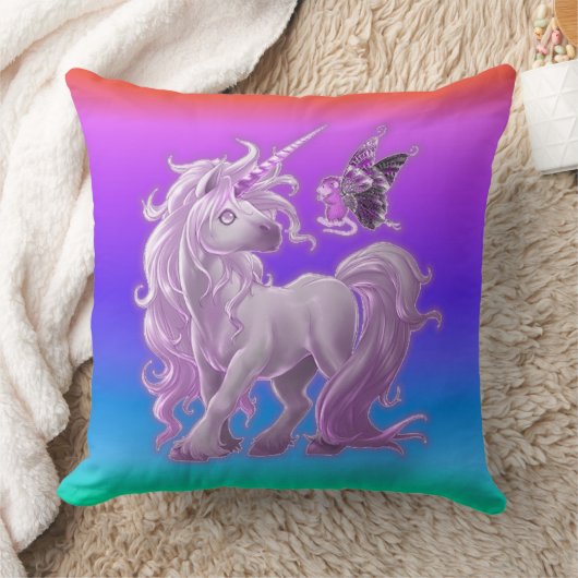 Coussin Clair Pastel Rainbow Pink Unicorne (Couverture)