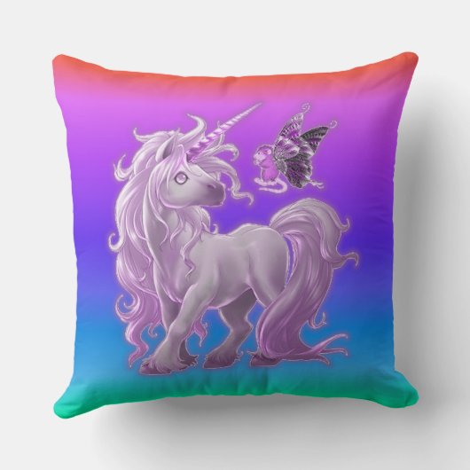 Coussin Clair Pastel Rainbow Pink Unicorne (Verso)