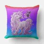 Coussin Clair Pastel Rainbow Pink Unicorne (Recto)