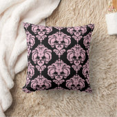 Coussin Clair rose et noir Damask Moderne Motif élégant (Couverture)