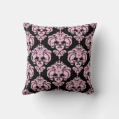 Coussin Clair rose et noir Damask Moderne Motif élégant (Verso)