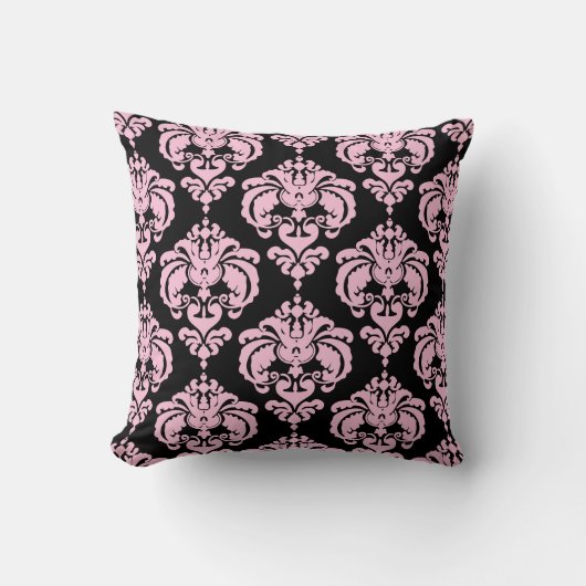 Coussin Clair rose et noir Damask Moderne Motif élégant (Recto)