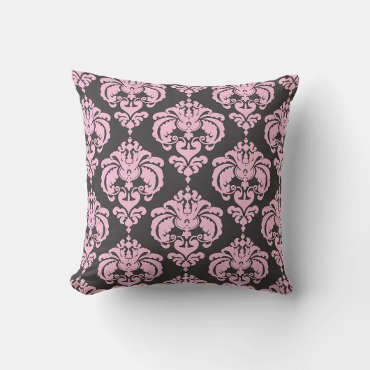 Coussin Clair rose & gris Damask Moderne Motif élégant (Recto)