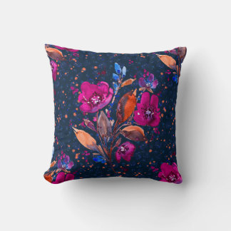 Coussin Claire - Récolte de fleurs en bleu de minuit