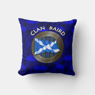 Coussin Clan Baird Tartan Knot & Drapeau