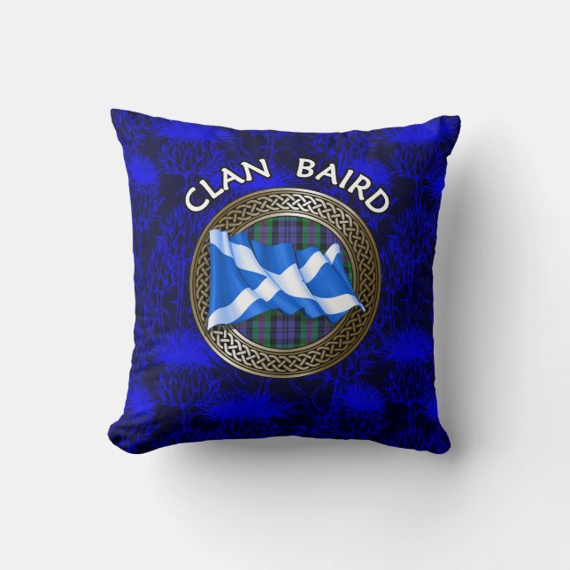 Coussin Clan Baird Tartan Knot & Drapeau (Recto)