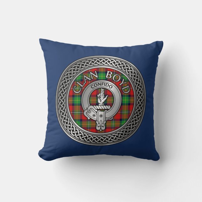 Coussin Clan Boyd Crest & Tartan Knot (Recto)