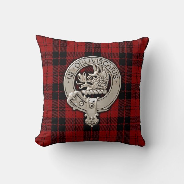 Coussin Clan Campbell Crest & Armaddie Tartan (Recto)