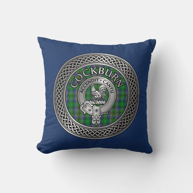 Coussin Clan Colquhoun Crest & Tartan Knot (Recto)