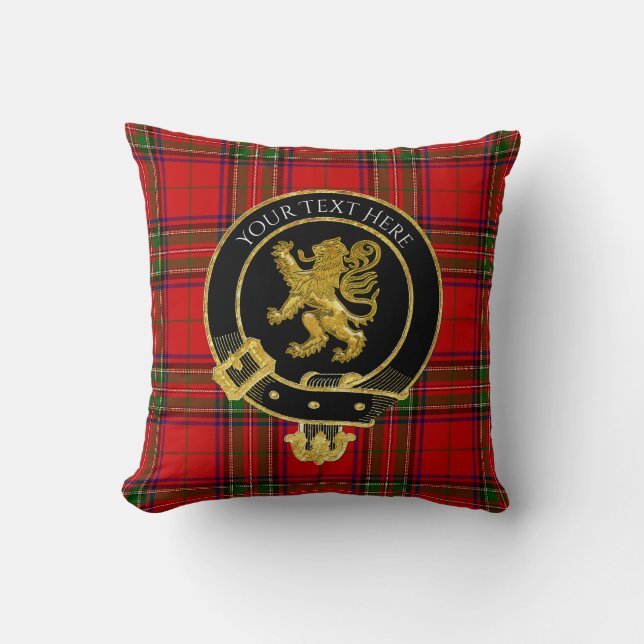 Coussin Clan Crest Tartan Lion d'Écosse (Recto)