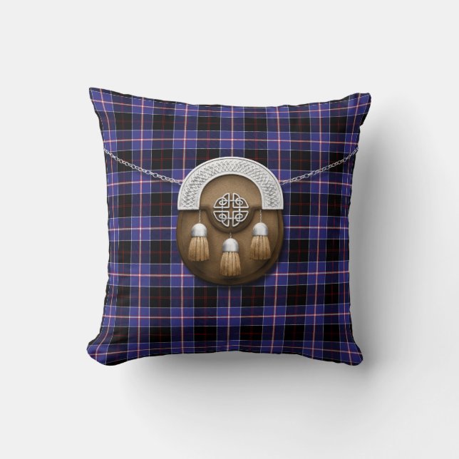 Coussin Clan Dunlap Tartan Et Sporran (Recto)