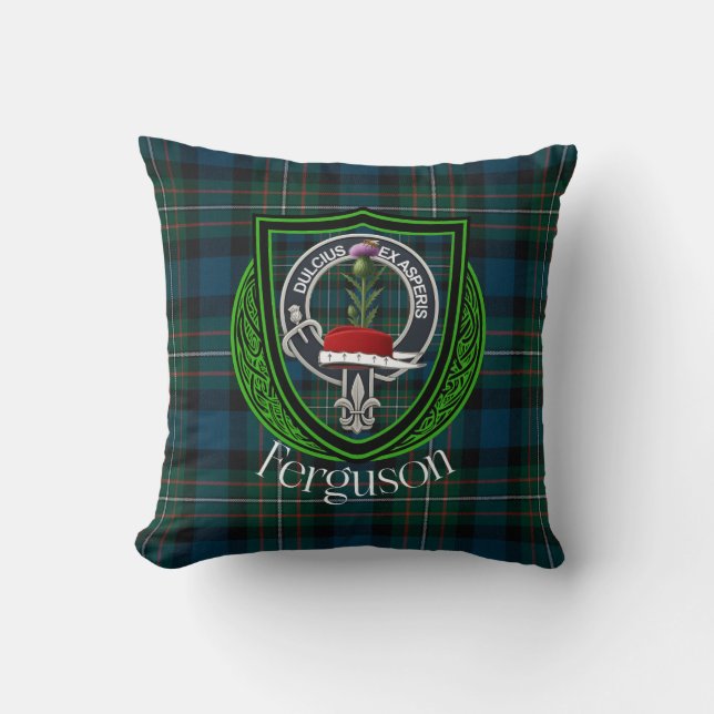 Coussin Clan écossais de Ferguson Tartan et Crest (Recto)