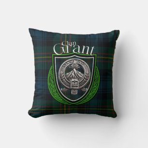 Coussin Clan écossais Grant Tartan et Crest