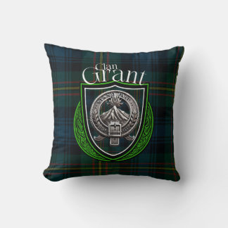 Coussin Clan écossais Grant Tartan et Crest