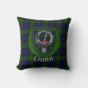 Coussin Clan écossais Gunn Tartan & Crest