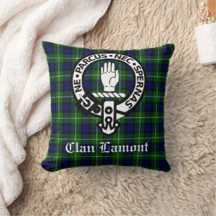 Coussin Clan écossais Lamont Crest Badge et Tartan