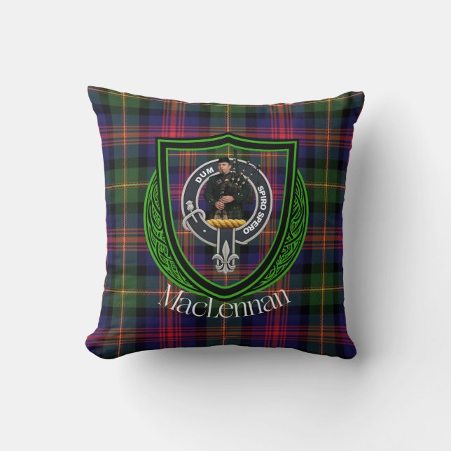 Coussin Clan écossais MacLennan Tartan & Crest (Recto)