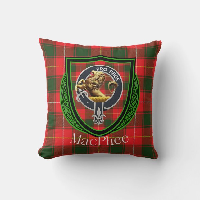 Coussin Clan écossais MacPhee Tartan & Crest (Recto)