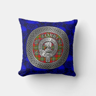 Coussin Clan Forrester   Foster Crest & Tartan Knot
