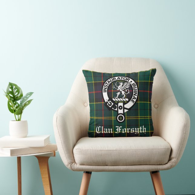 Coussin Clan Forsyth Crest Badge & Tartan (Chaise)