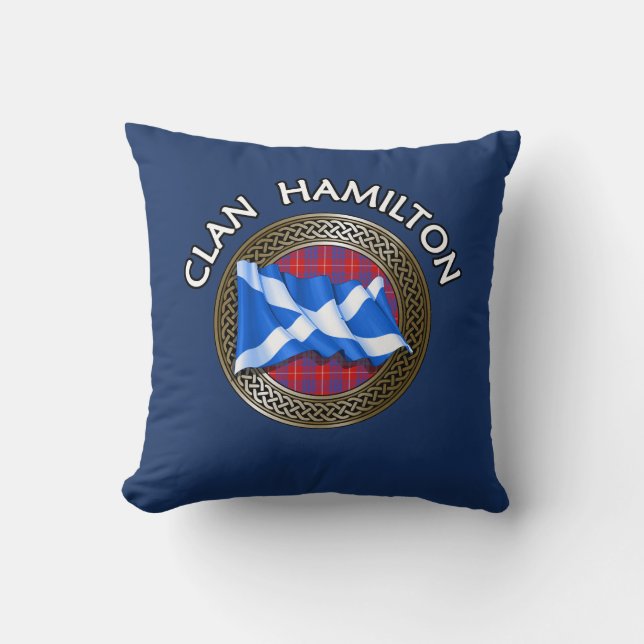 Coussin Clan Hamilton Tartan Knot & Flag (Recto)