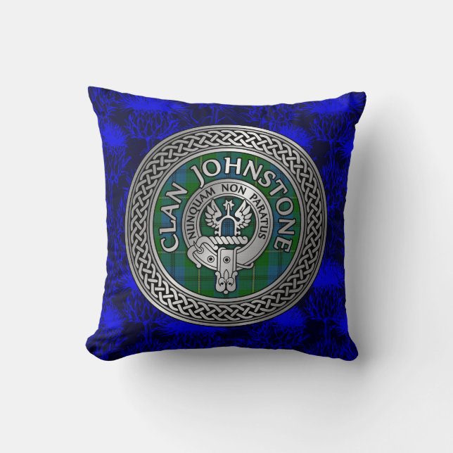 Coussin Clan Johnstone Crest & Tartan Knot (Recto)