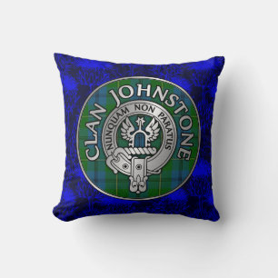 Coussin Clan Johnstone Crest & Tartan Knot