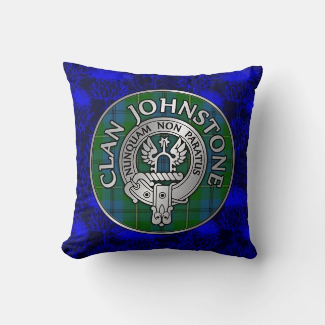 Coussin Clan Johnstone Crest & Tartan Knot (Recto)