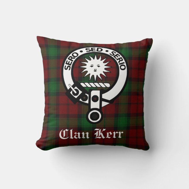 Coussin Clan Kerr Tartan et Insigne de crête (Recto)