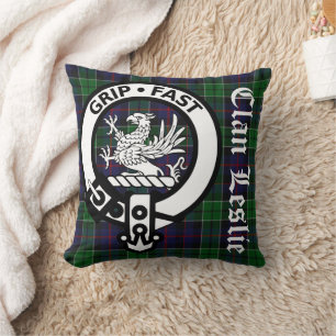 Coussin Clan Leslie Tartan & Crest Jeu d'oreiller