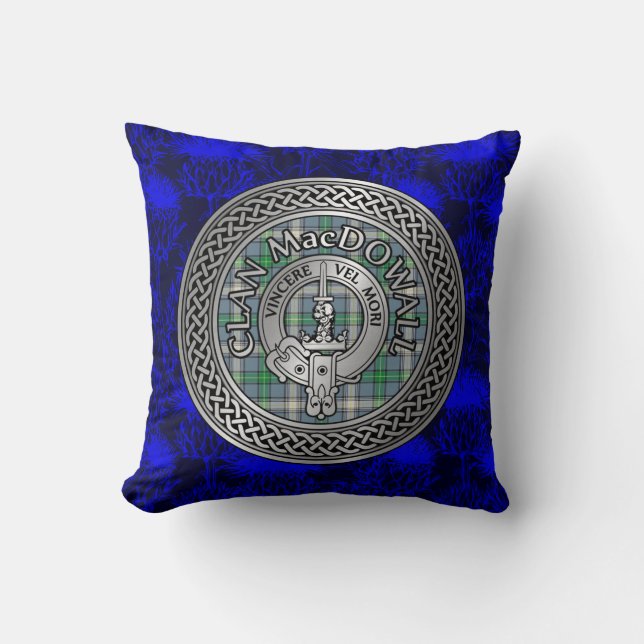 Coussin Clan MacDowall Crest & Tartan Knot (Recto)