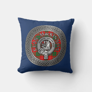 Coussin Clan MacKinnon Crest & Tartan Knot Throw Pillow