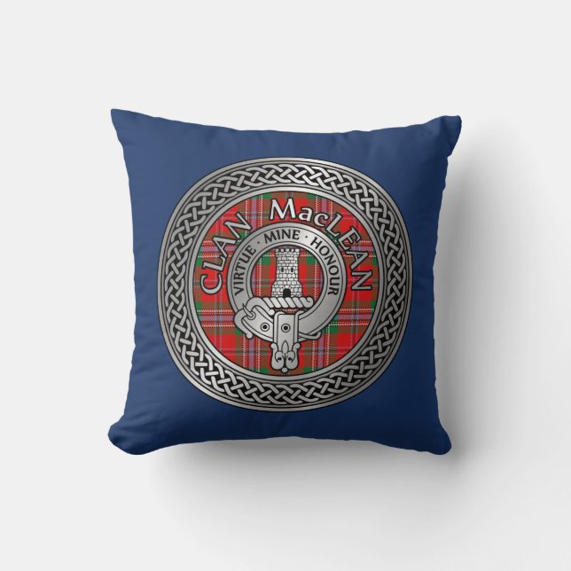Coussin Clan MacLean Crest & Tartan Knot Throw Pillow (Recto)