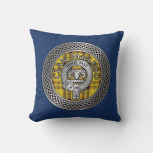 Coussin Clan MacLeod Crest & Tartan Knot Throw Pillow
