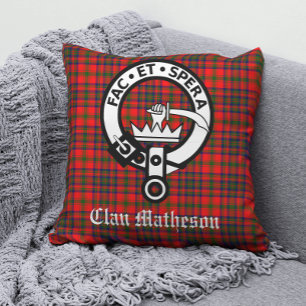 Coussin Clan Matheson Crest Badge et Tartan
