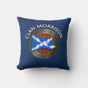 Coussin Clan Morrison Tartan Knot & Drapeau
