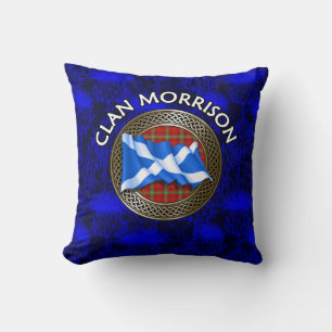 Coussin Clan Morrison Tartan Knot & Drapeau