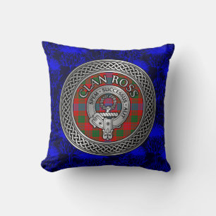 Coussin Clan Ross Crest & Tartan Knot