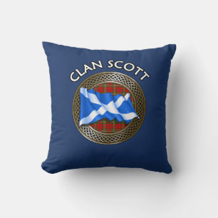 Coussin Clan Scott Tartan Knot & Drapeau